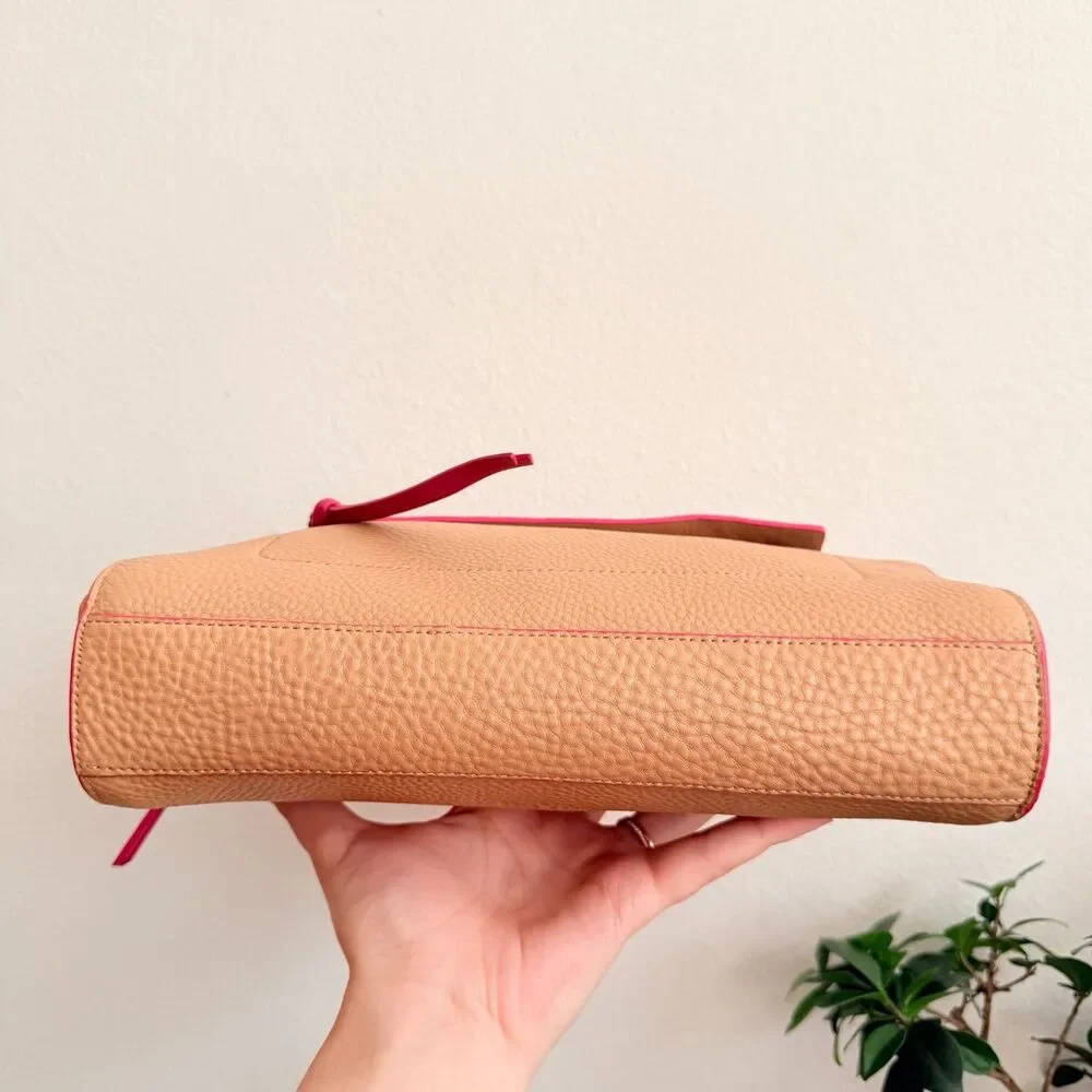 Coach Bleecker F51635 Pocket In Edgepaint Camel Pink Ruby Leather Clutch Bag
